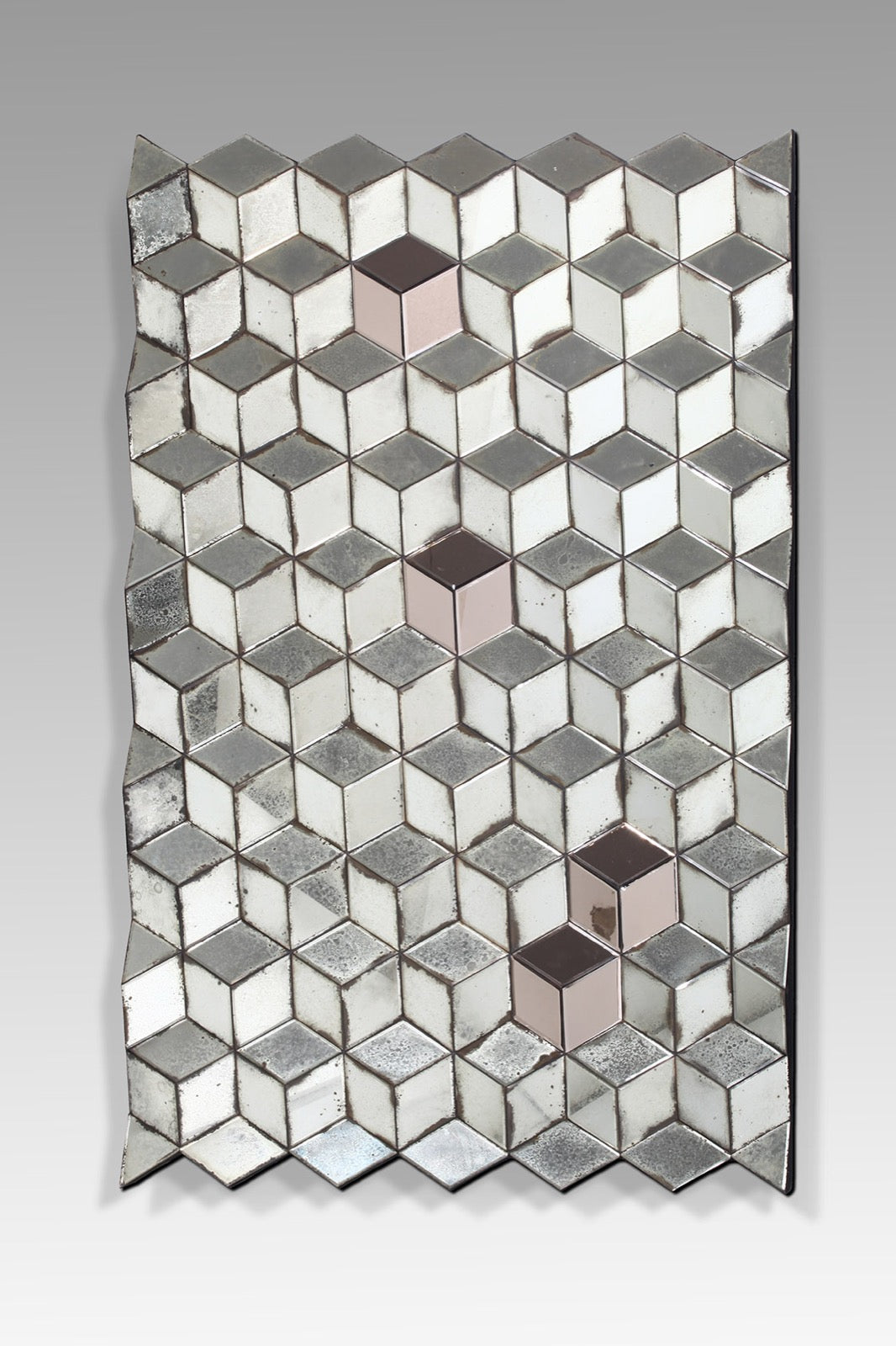 Glass mirror – Geometric Cube – boho decor handmade in Bali by BaliSouk
