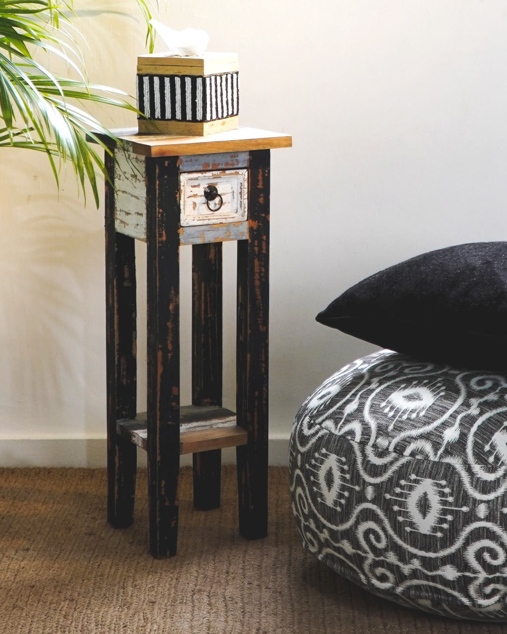 Mahogany decorative piece – Orkney Pedestal Look – boho decor handmade in Bali by BaliSouk