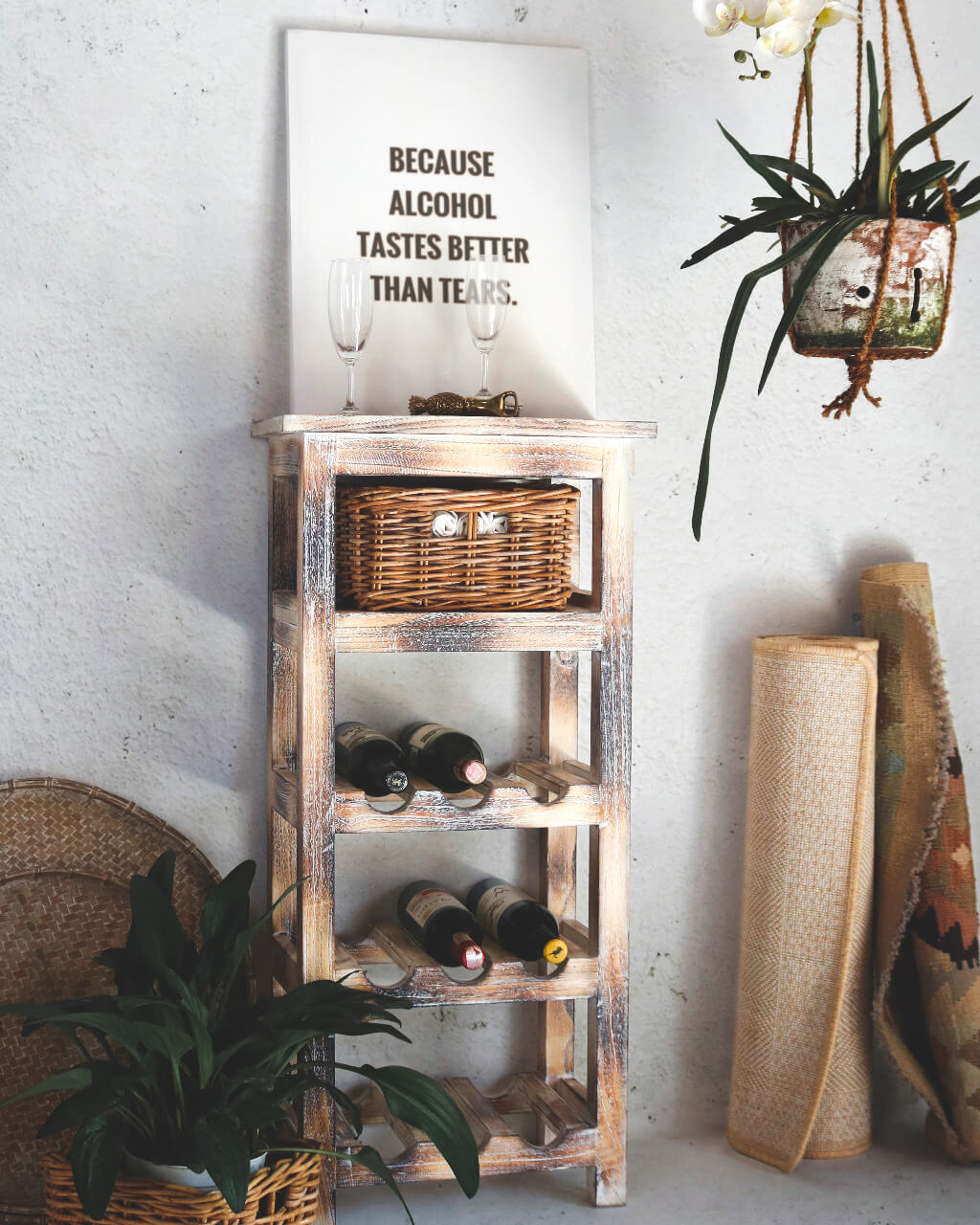 Blitar Bottle Holder With 1 Basket