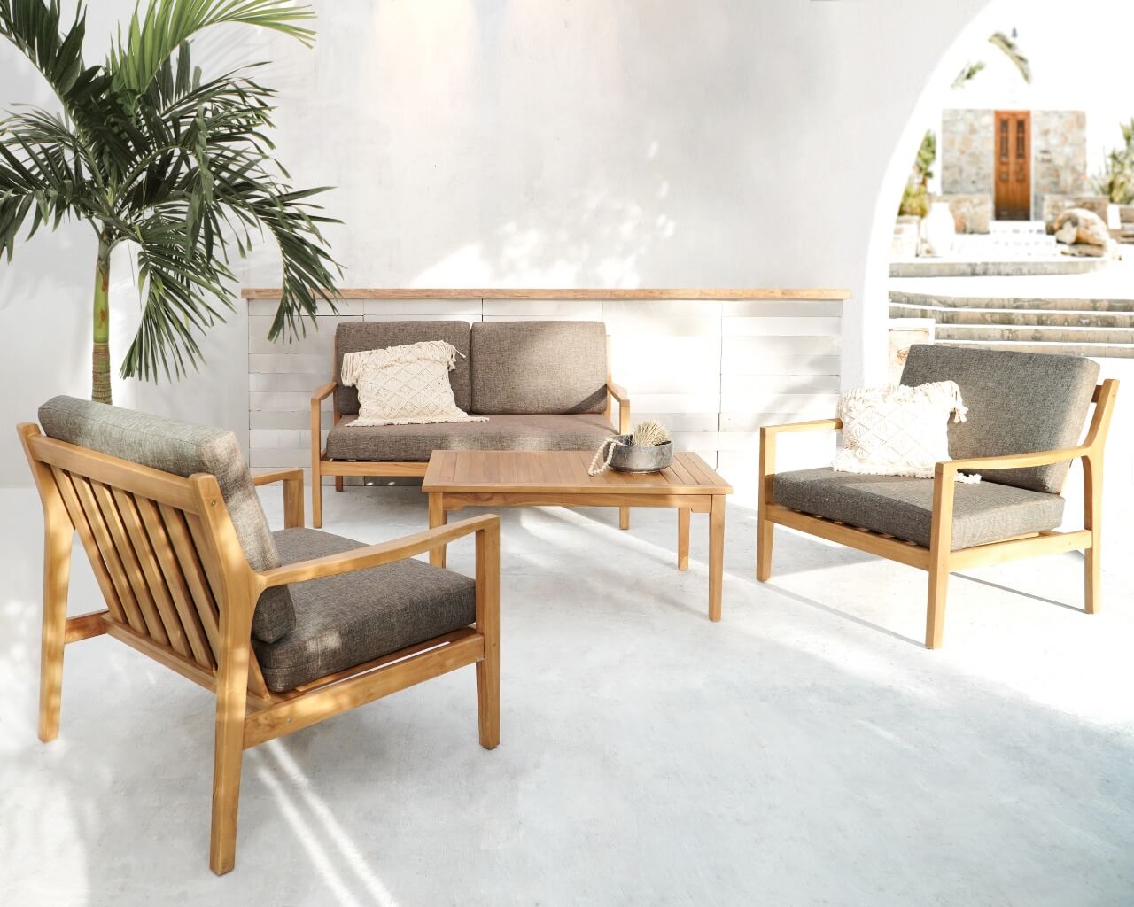 Marlon Living Set- 1 Sofa, 2 Armchair & 1 Table With Cushion (Kd)
