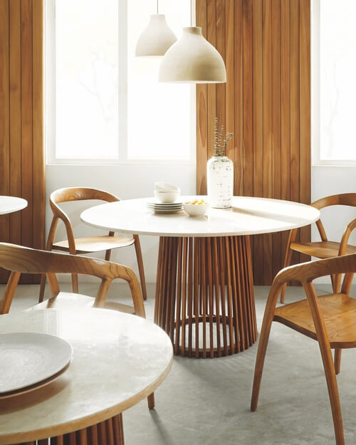 Kentana Round Table With Marble Top