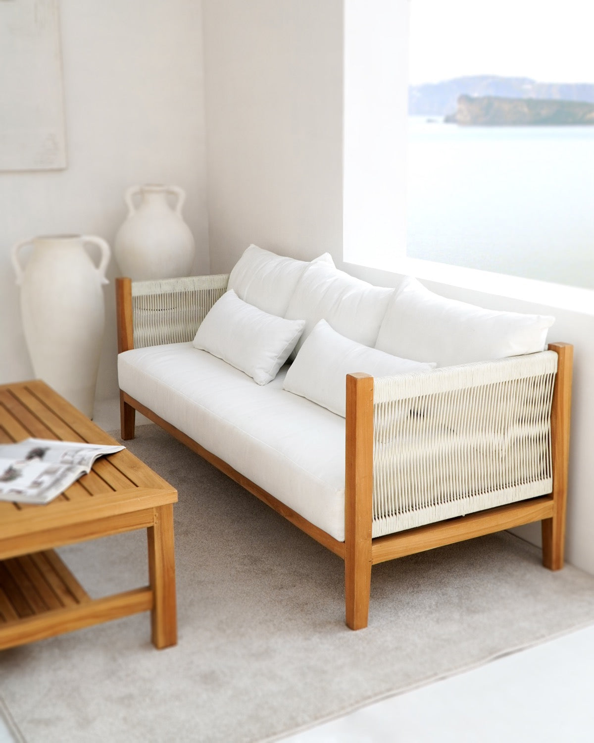 Tahiti Living Set Of Four Including White Cushion Set