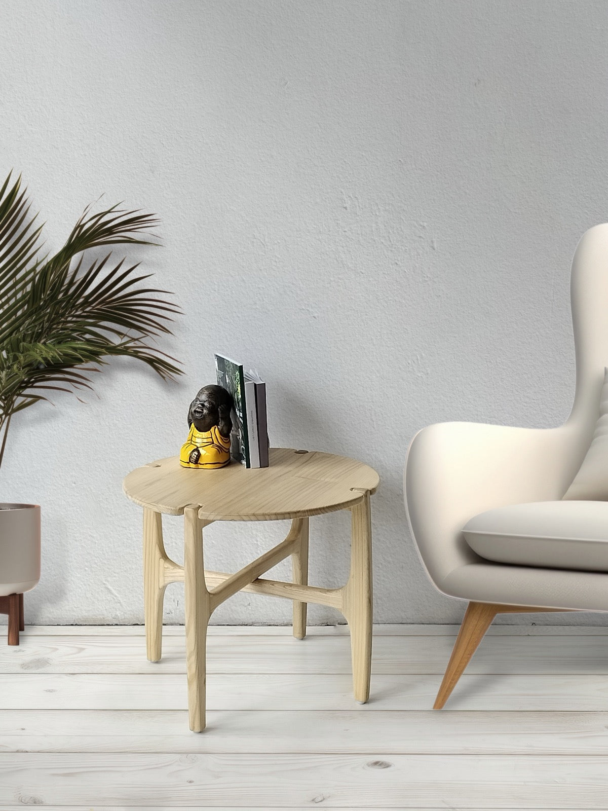 Sungkai wood coffee table Nelson – boho furniture, handwoven and handmade in Bali