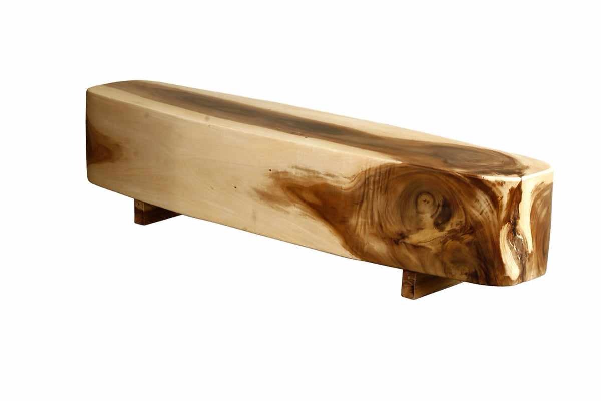 Handmade suar wood bench – the Fiji Elips, boho furniture made in Bali