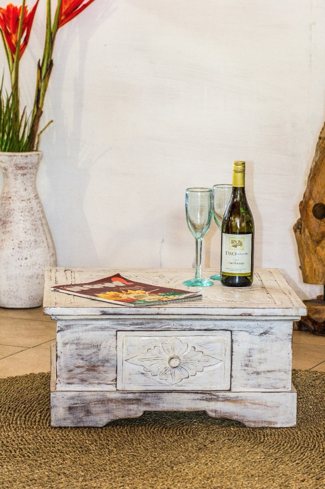 Mahogany coffee table Marocco – boho furniture, handwoven and handmade in Bali