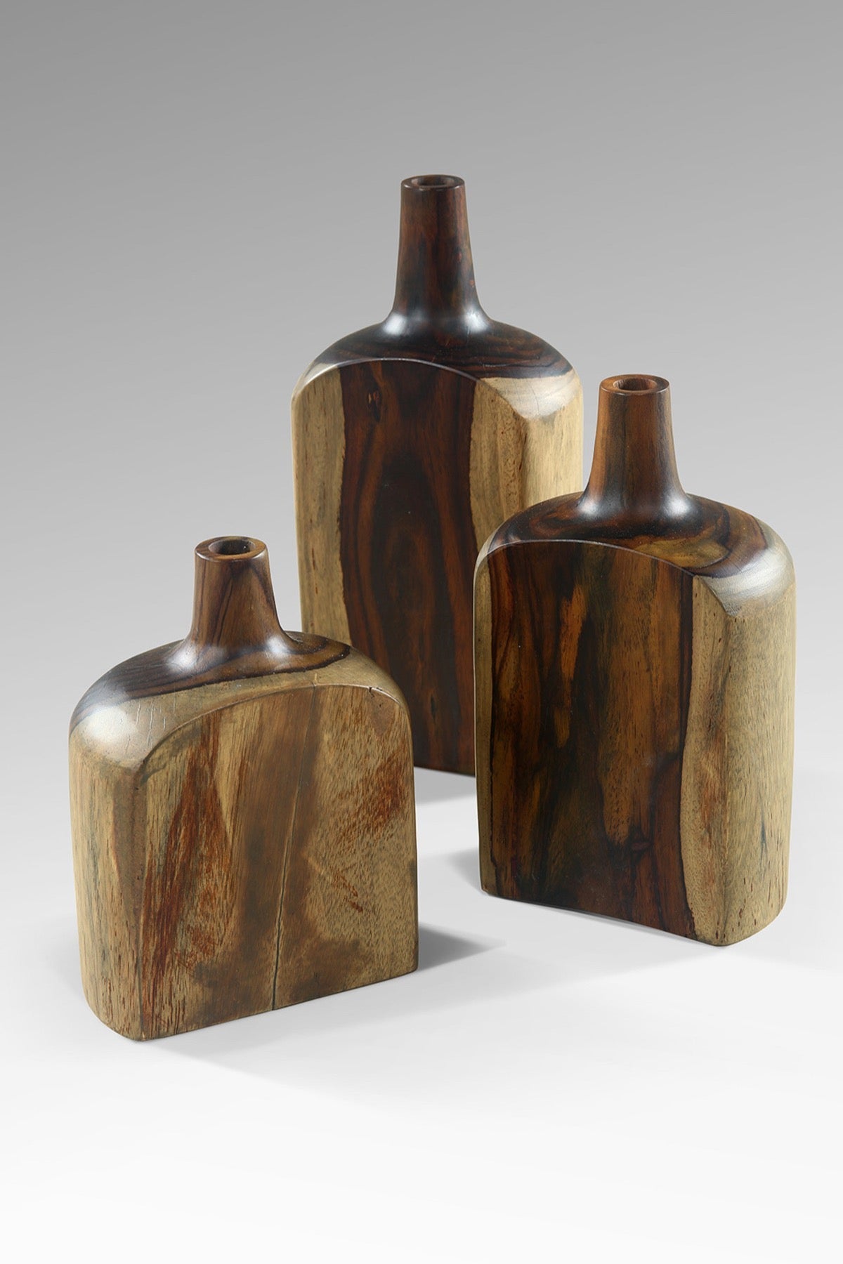 Three Set Flat Wooden Bottle