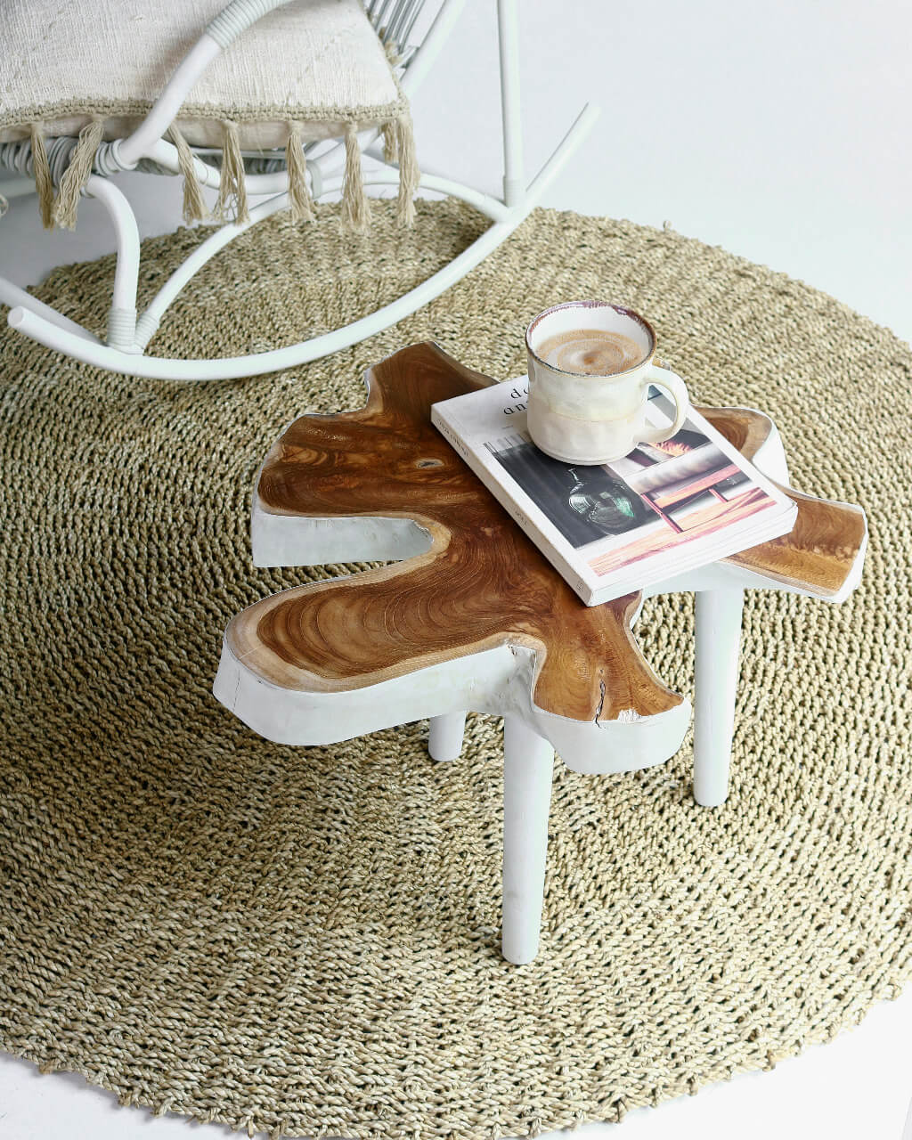 Chania Root Side Table With 3 Legs - Kd With Metal Plate