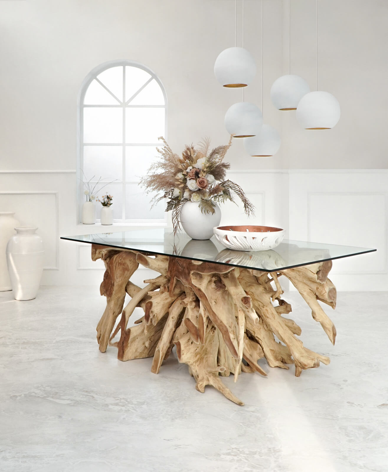 Amazona Double Console With Tempered Glass Top