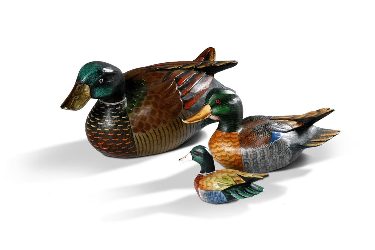 Albasia wood sculpture Pair Wild Duck – boho decor handcrafted in Bali by BaliSouk