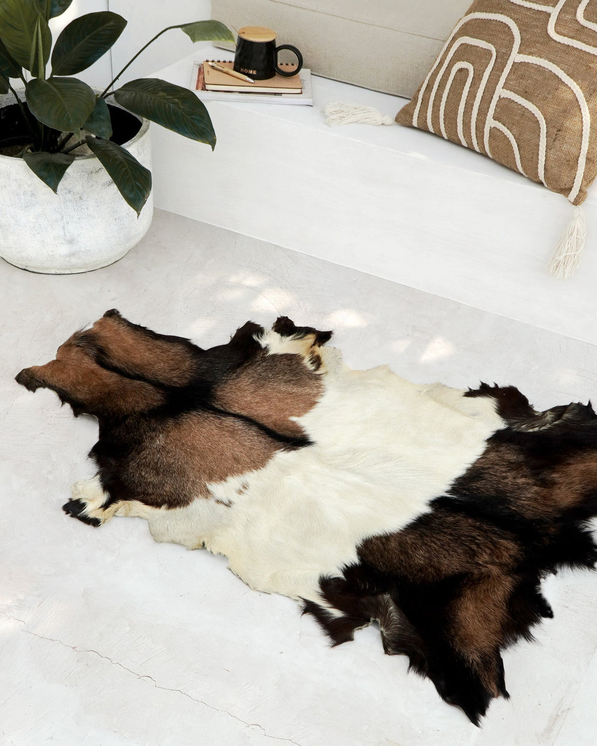 Leather rug Goat Skin – boho decor handcrafted in Bali by BaliSouk