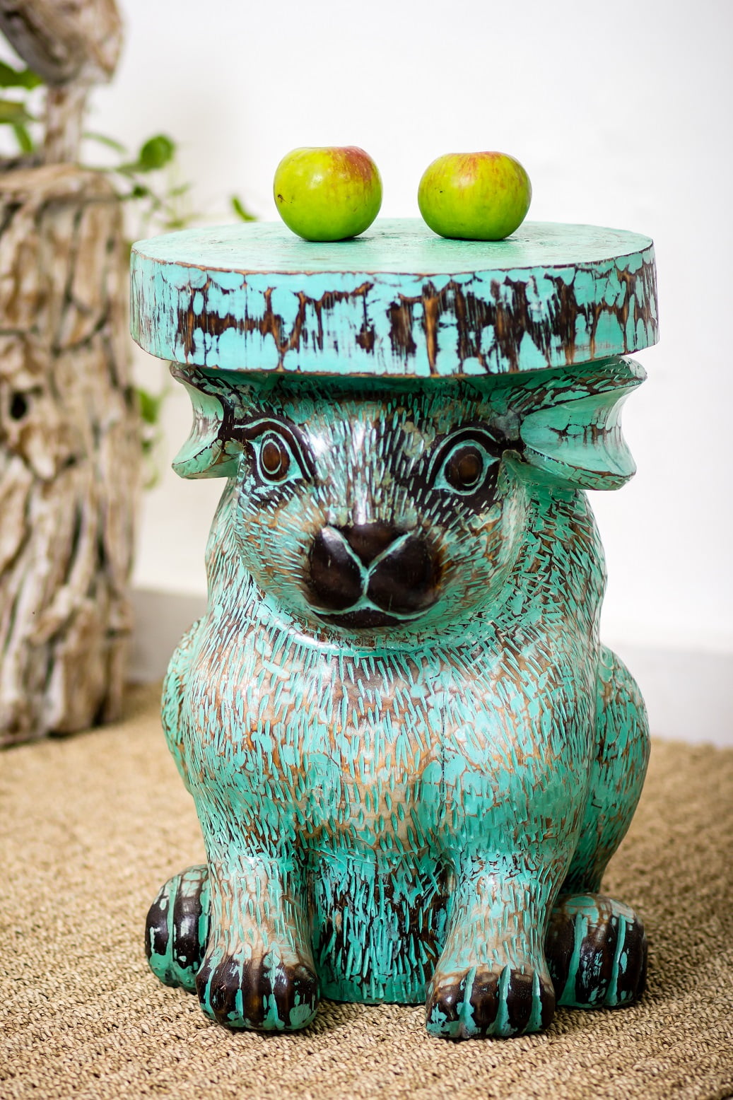 Animal side table in natural materials – handmade boho furniture from Bali