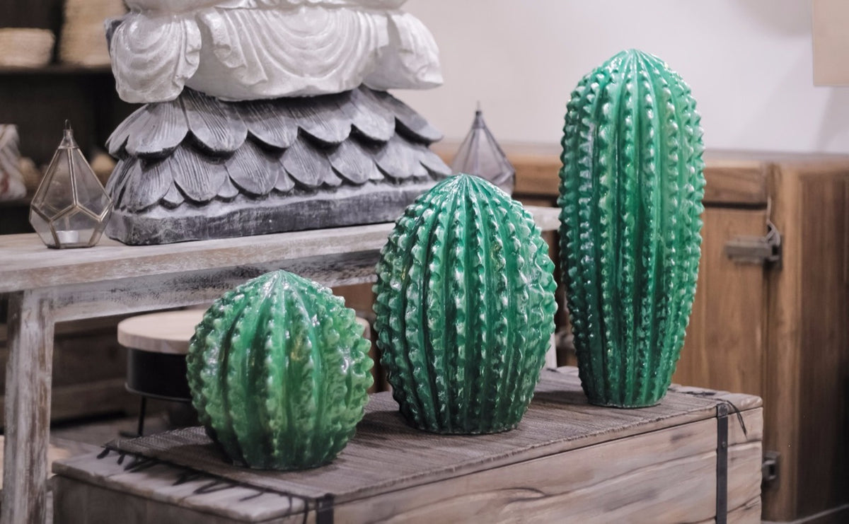 Terracotta decorative piece – Cactus Green, natural natural materials in boho style
