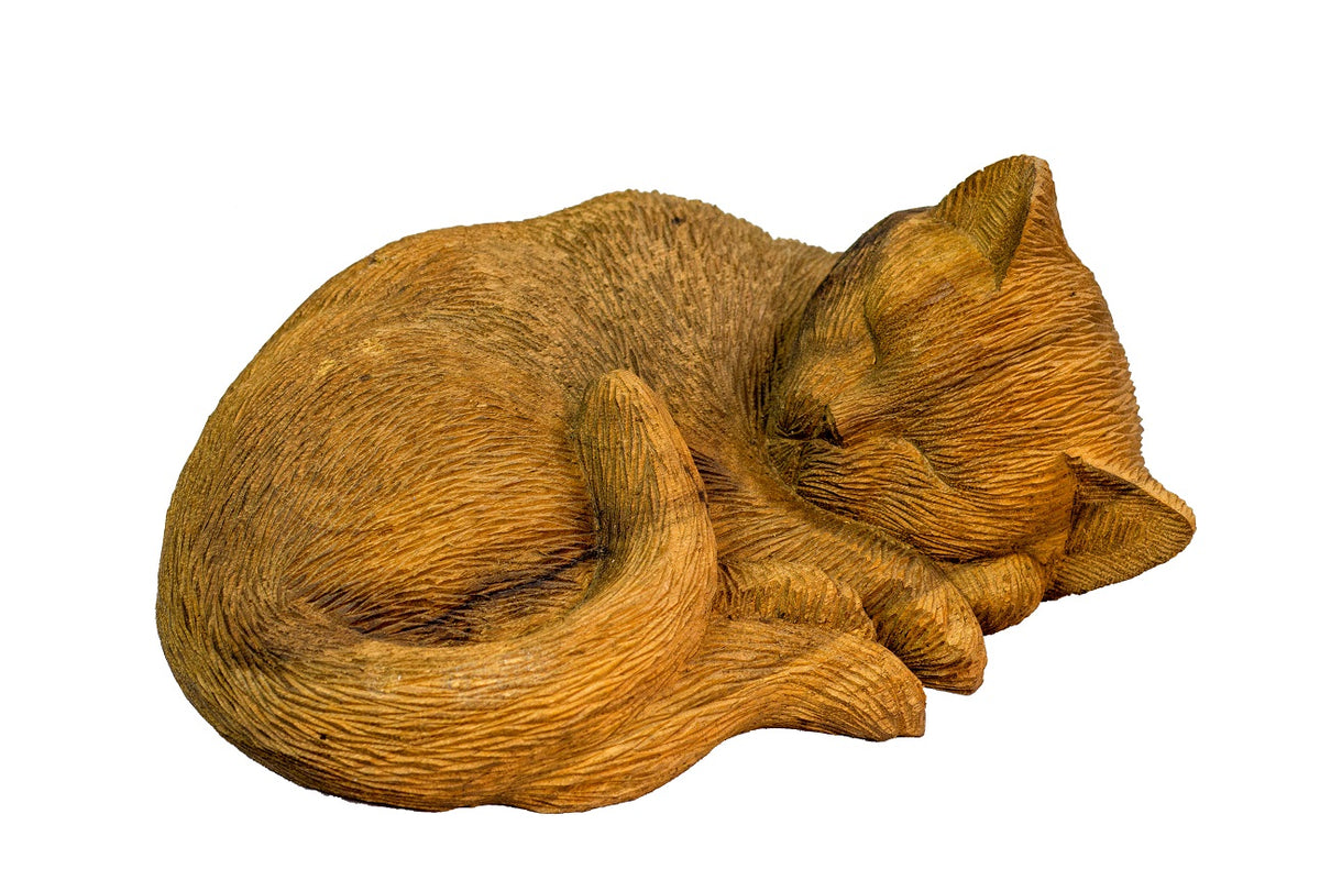 Sleeping Cat sculpture by BaliSouk – boho decor made in Bali