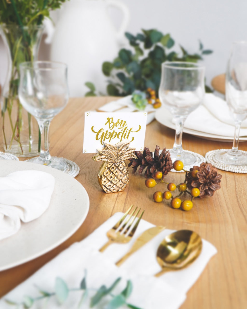 Bronze decorative piece Pineapple Card – boho decor handcrafted in Bali by BaliSouk