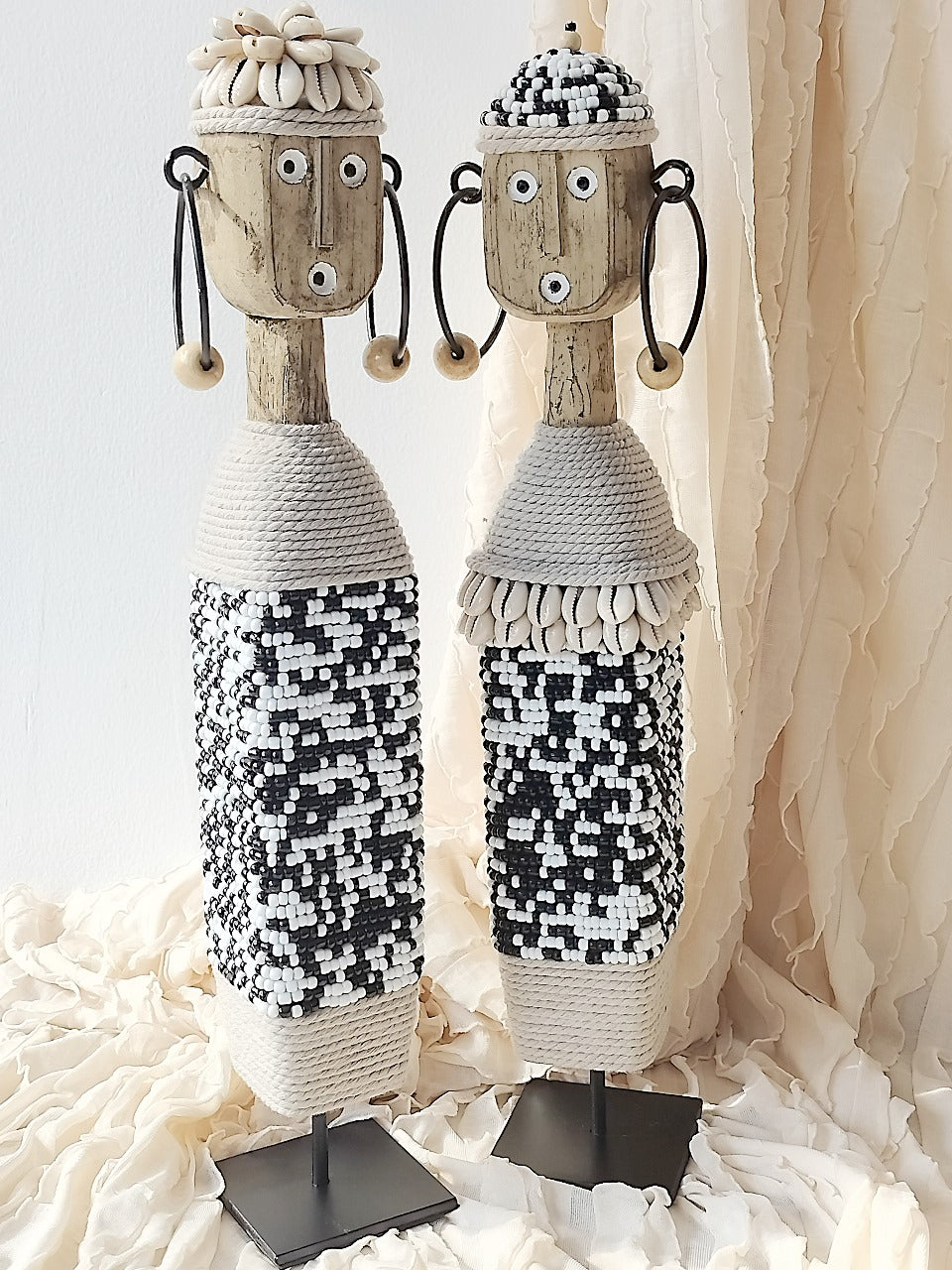 Handmade beaded sculpture – the Kaimana Couple, boho decor made in Bali