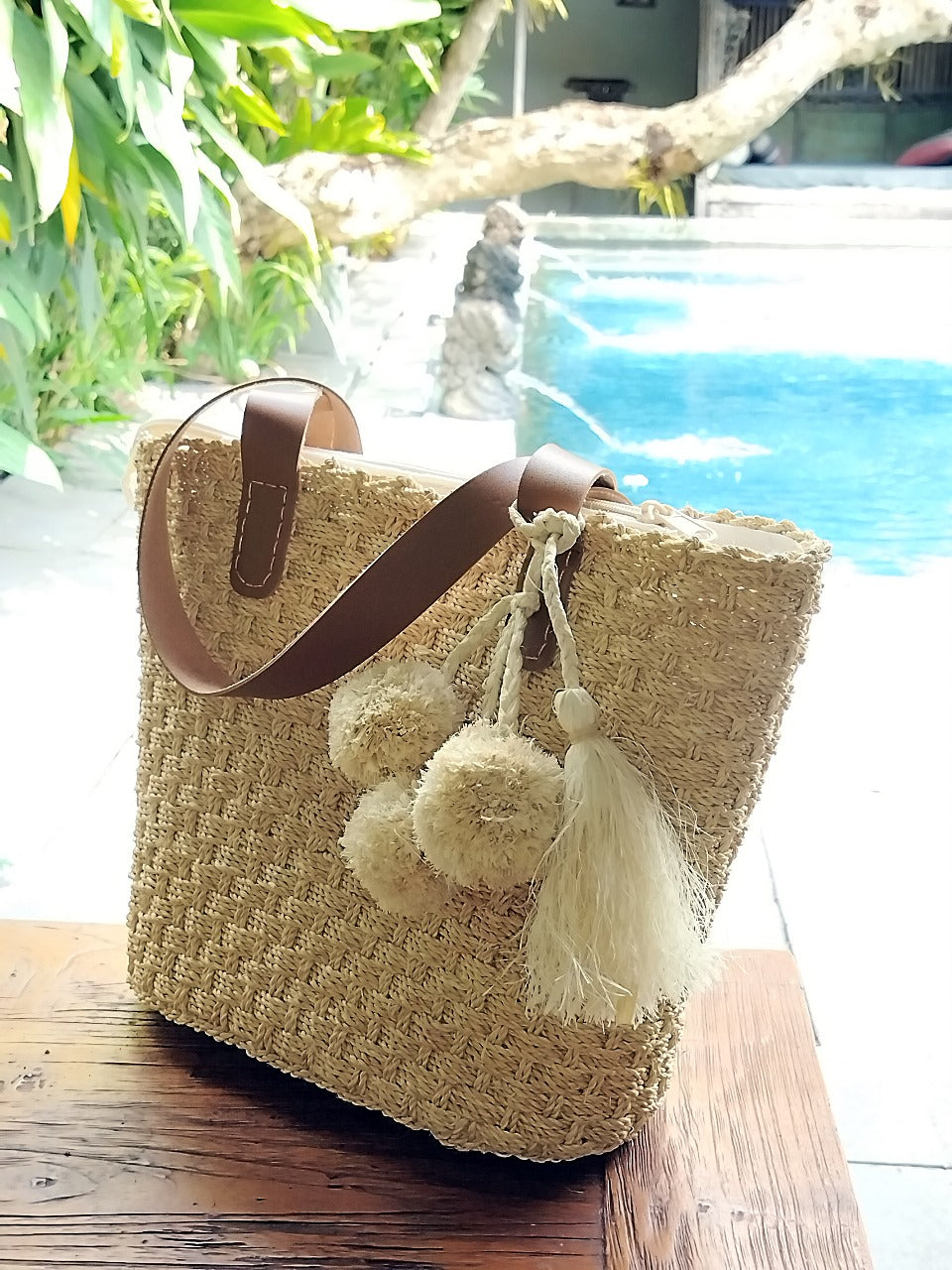 Seagrass handbag Yasmin Bag – boho decor handcrafted in Bali by BaliSouk