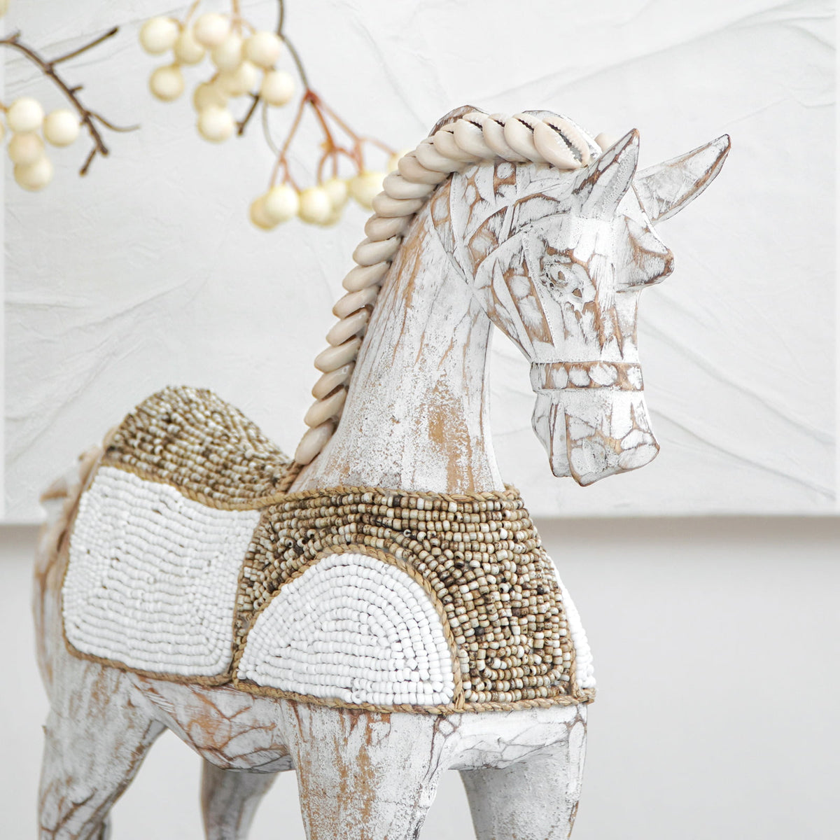 Beaded sculpture Trojan Horse Beads – boho decor, handwoven and handmade in Bali
