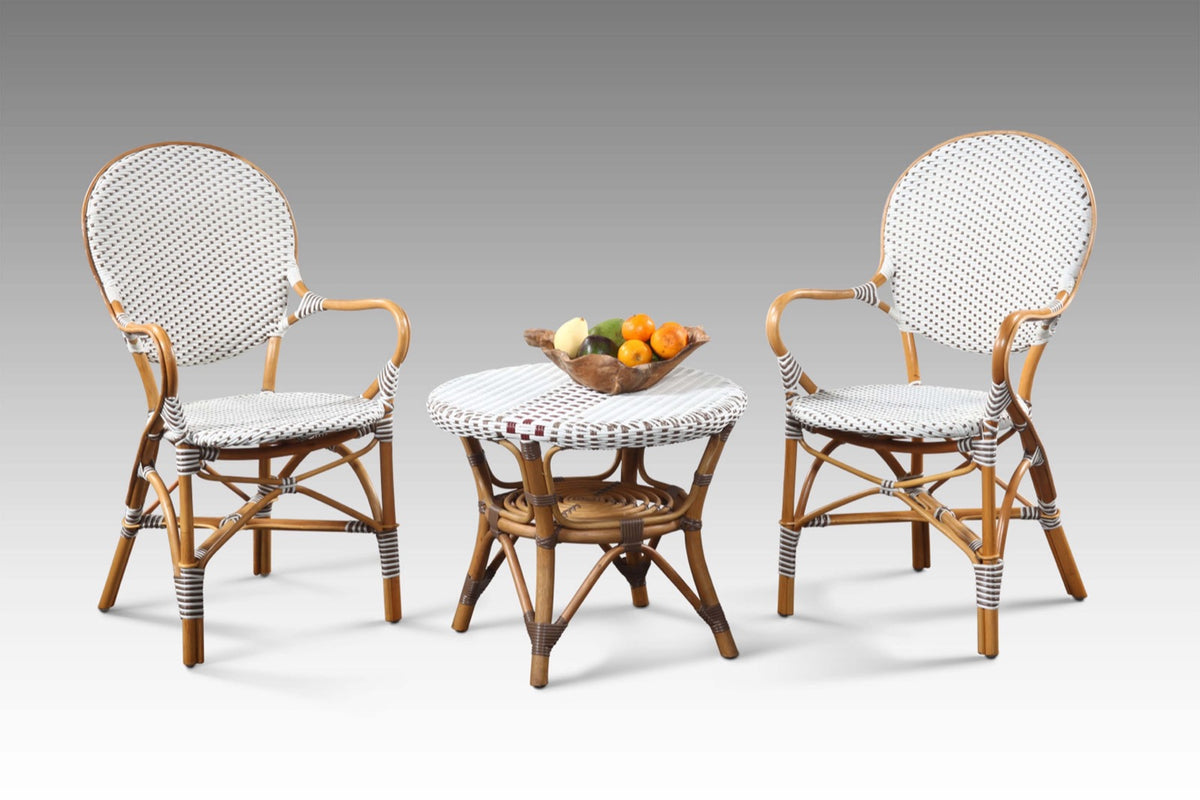 Synthetic rattan side table Bistro – boho furniture, handwoven and handmade in Bali
