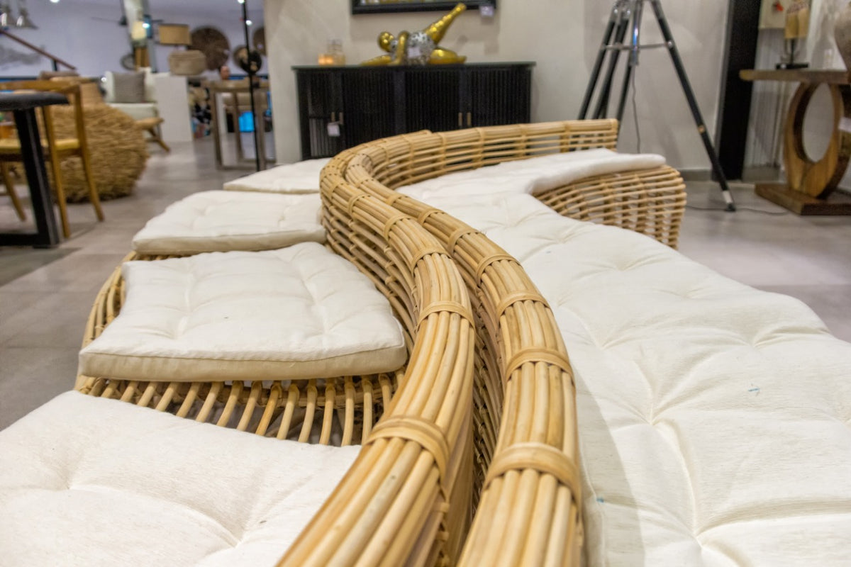 Vezouvio bench in natural materials – boho furniture by BaliSouk