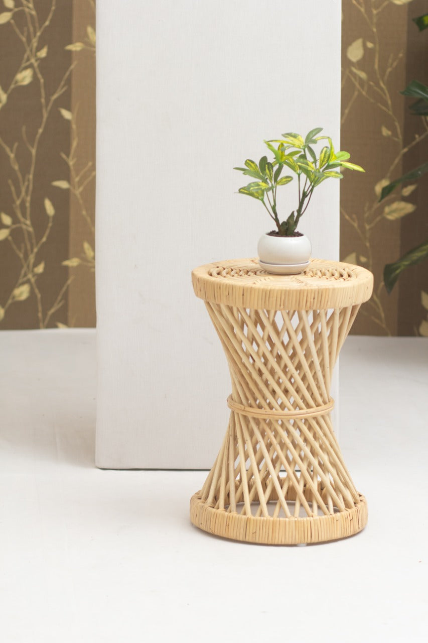 String side table in natural materials – boho furniture by BaliSouk