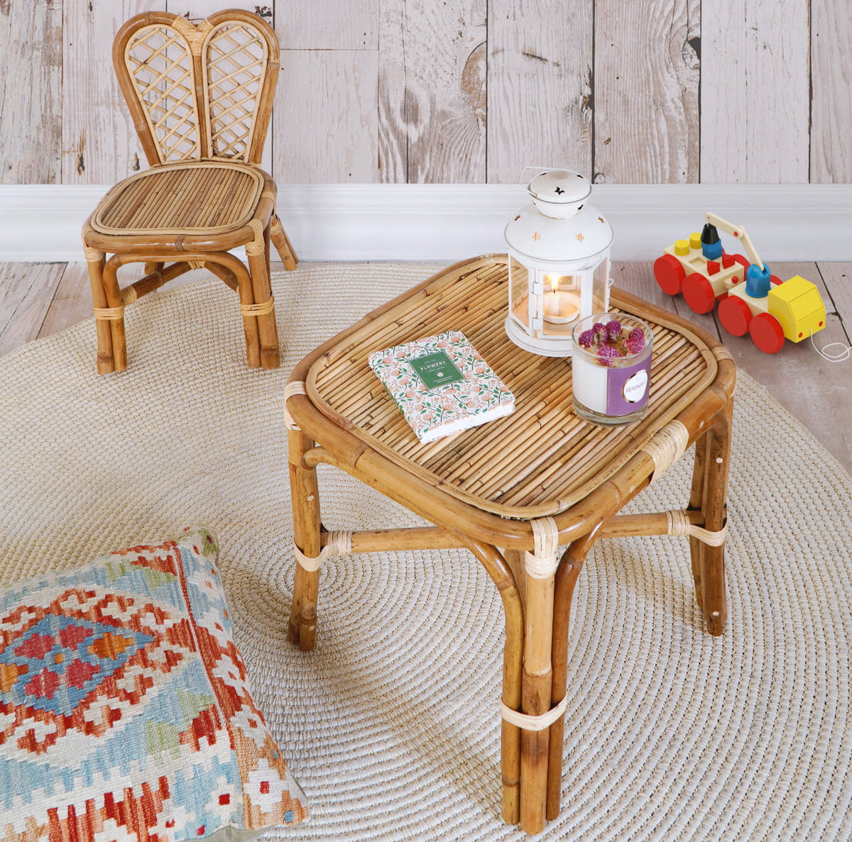 Rattan table – Heart – boho furniture handmade in Bali by BaliSouk