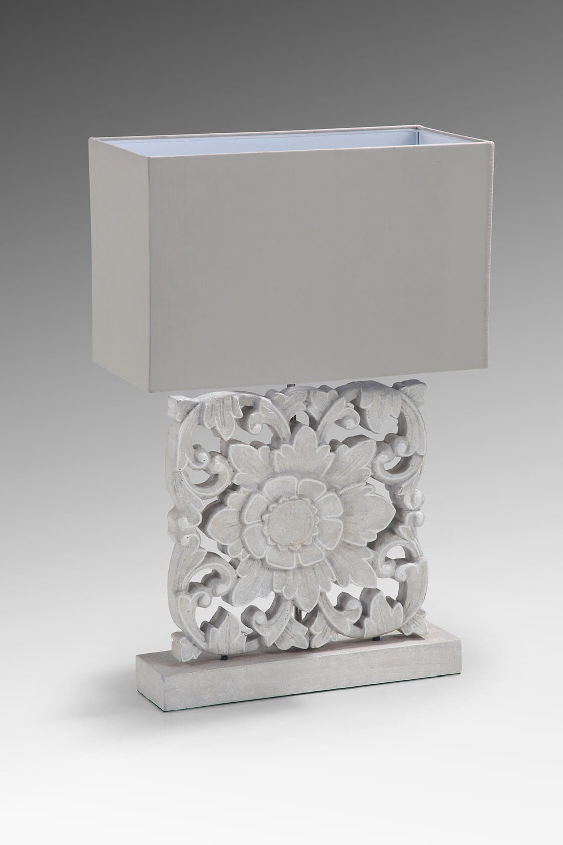 Bali Furniture – Carving Table Lamp With Shade Without Electric Cable