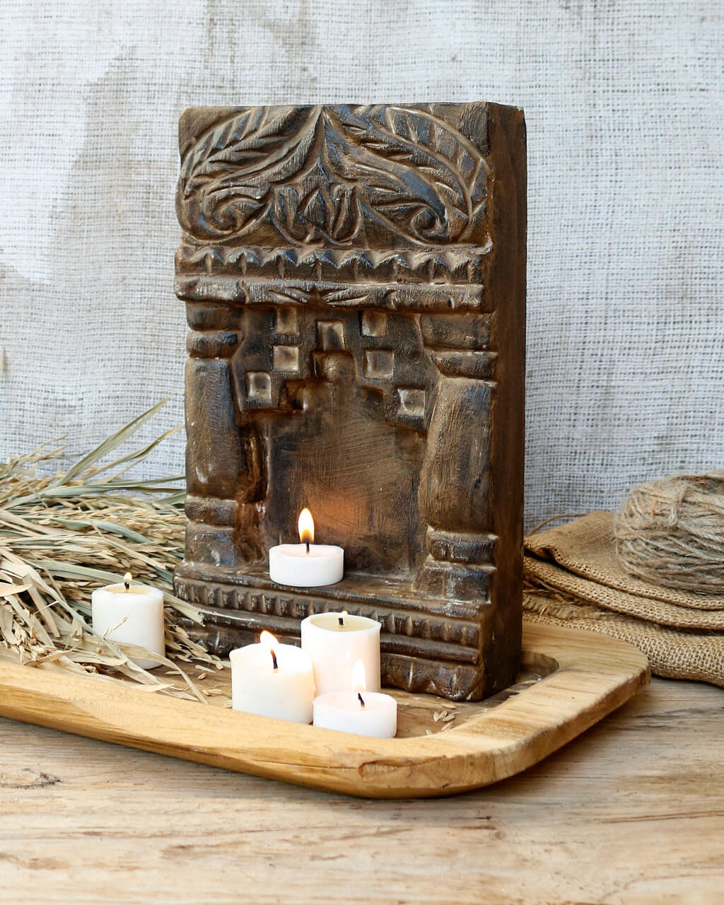 Sanjiv Candle Holder Carving