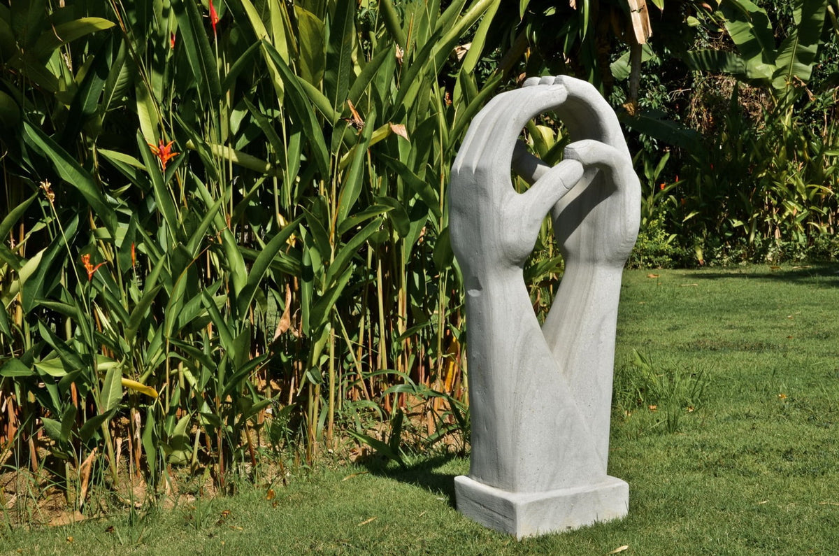 Handmade stone sculpture – the Stone Hands, boho decor made in Bali