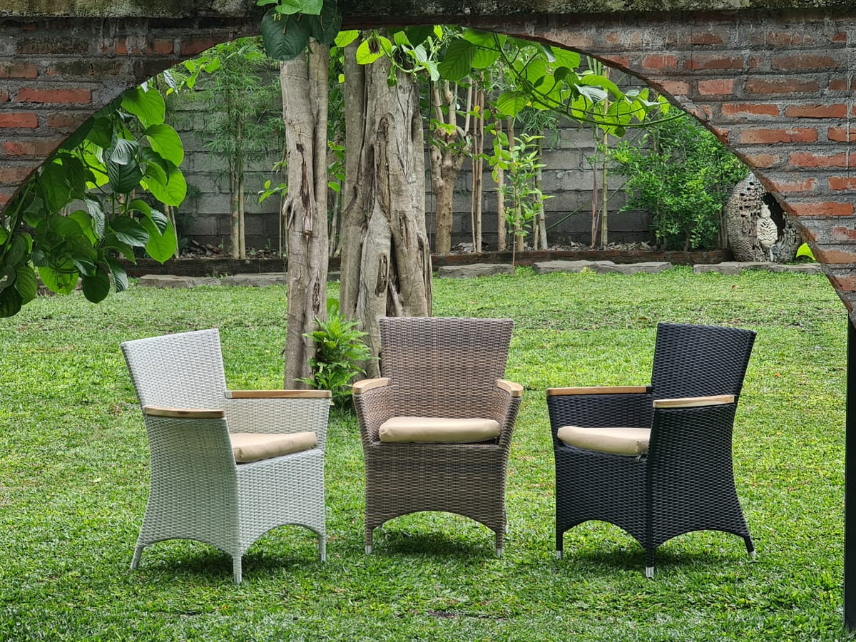 Synthetic rattan armchair – Helene Arm, natural natural materials in boho style