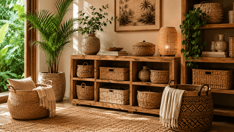 Bali Baskets and Storage Ideas for Natural Homes