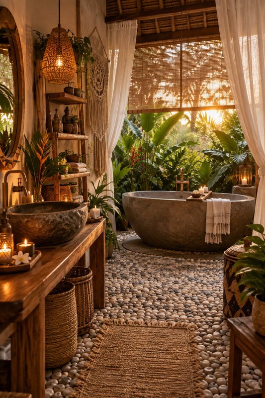 Bali Boho Bathroom: Natural Materials and Spa Atmosphere at Home