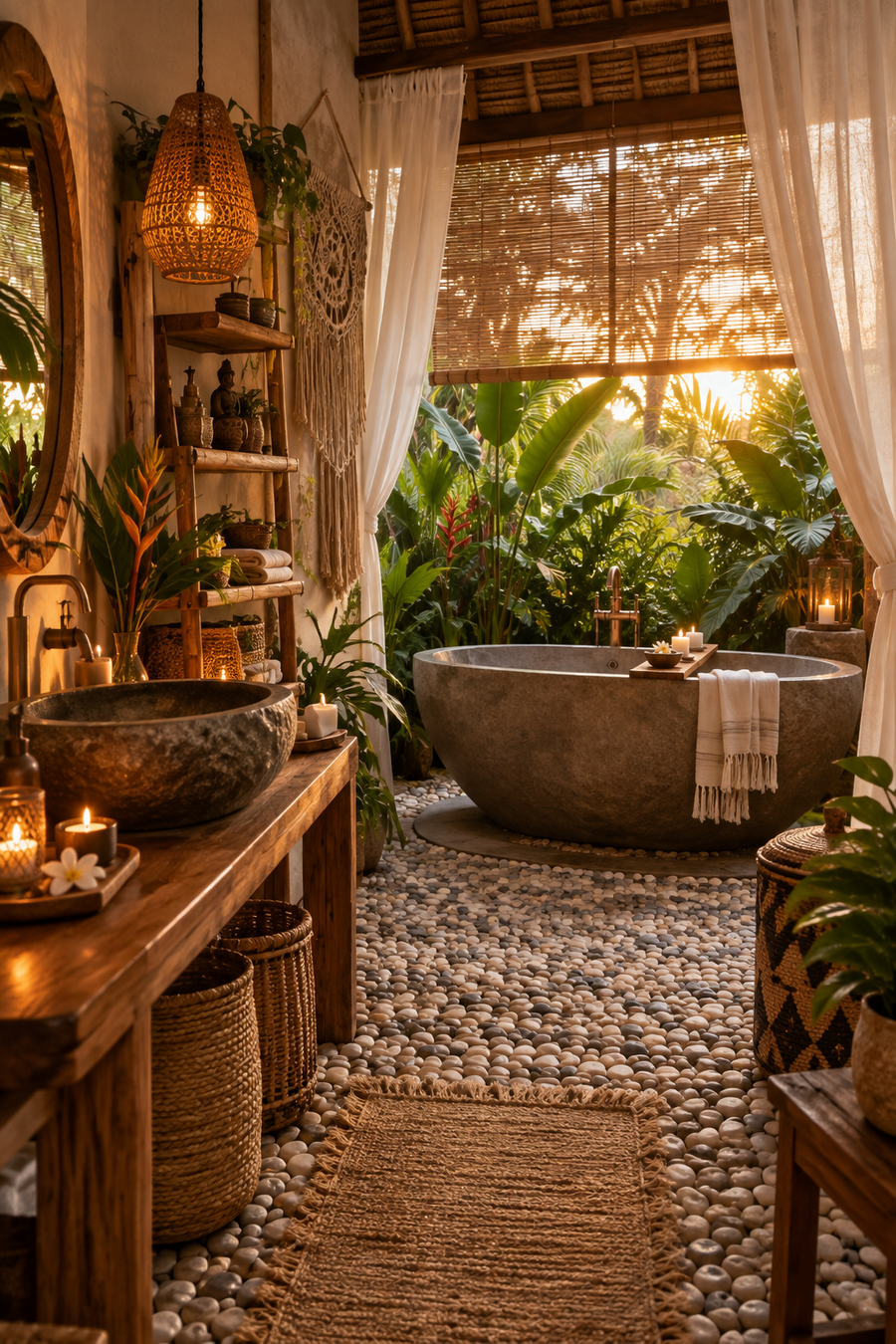 Bali Boho Bathroom: Natural Materials and Spa Atmosphere at Home