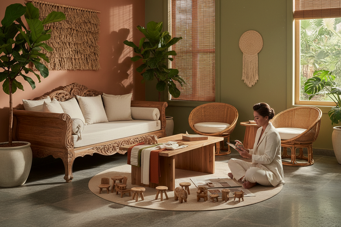 Handcrafted Bali furniture wholesale collection showcasing premium teak wood furniture sourced directly by boutique hotels, interior designers, and luxury hospitality projects from Bali.