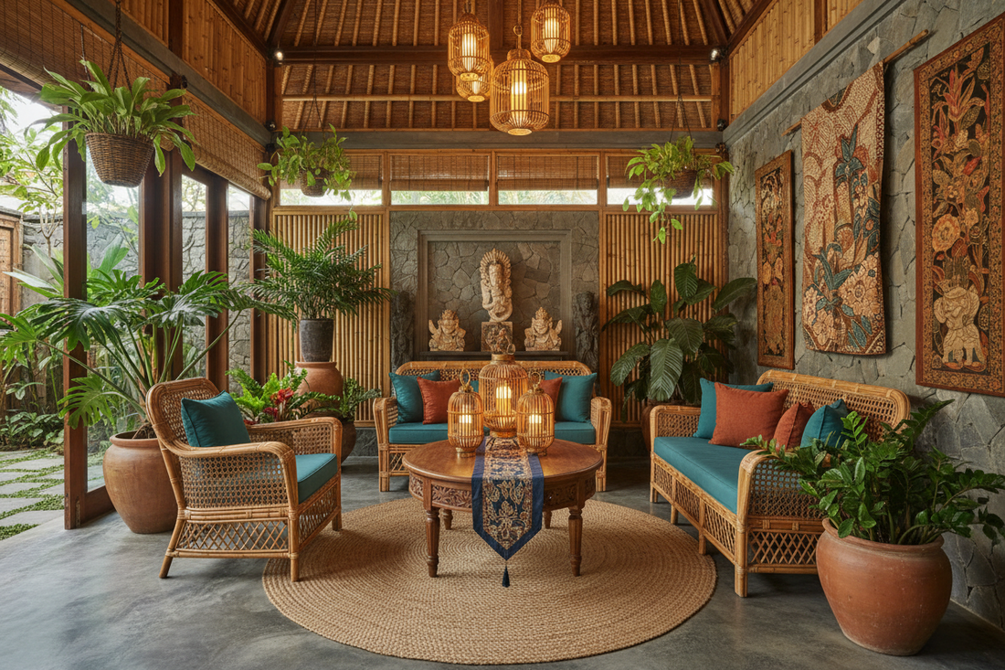 Authentic Bali home decor online featuring handcrafted accessories, natural materials, tropical-inspired accents, and artisan-crafted pieces designed to create a warm and elegant Balinese interior.