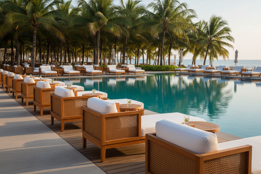 Beach Club Furniture: Why Teak and Rattan Are the Only Materials That Belong Poolside
