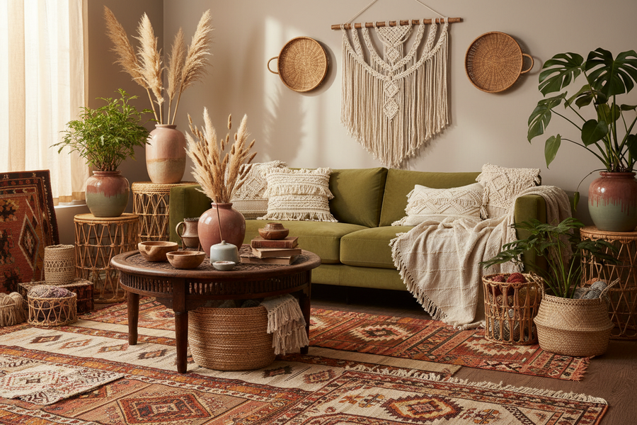 Bohemian Decor Layering: How to Mix Textures, Shapes and Handmade Objects