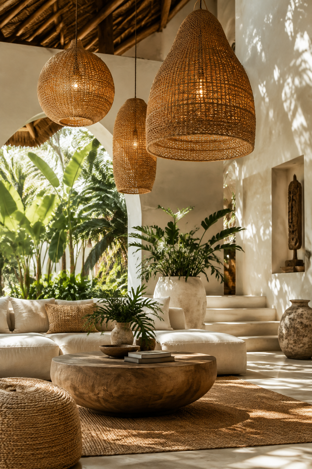 Boho Bali Lighting: Rattan Pendants and Natural Light Design