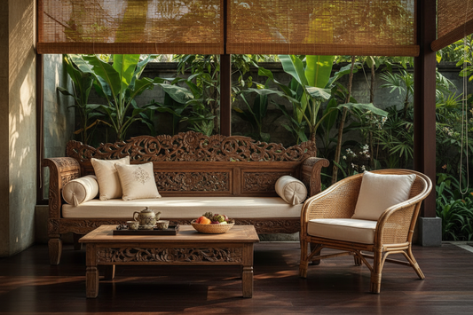 Genuine handcrafted Balinese furniture crafted from solid teak and natural rattan, highlighting authentic artisan workmanship, premium construction and lasting investment quality.