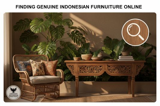 Luxury Indonesia furniture handcrafted from solid teak and natural rattan, creating elegant tropical interiors with authentic artisan craftsmanship and premium natural materials.