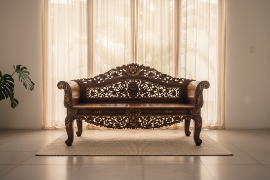 Authentic traditional Balinese furniture in solid teak, featuring intricate hand carving, timeless artisan craftsmanship and the cultural heritage of generations of Balinese woodworkers.
