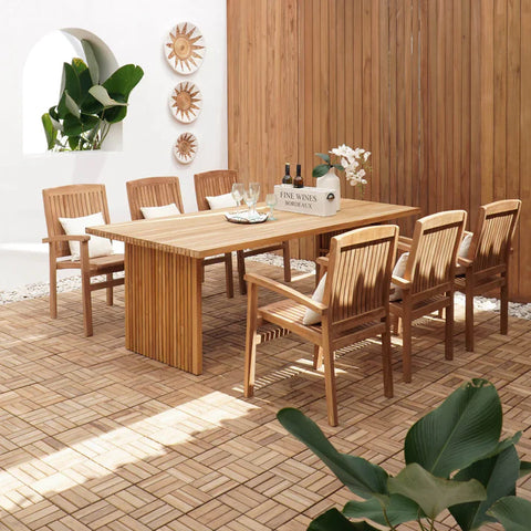 handmade outdoor dining tables bali teak rattan premium furniture interior design natural material durable