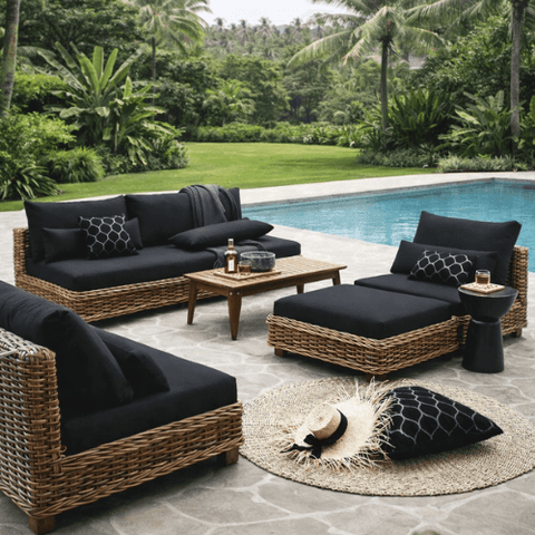 handmade outdoor bali teak rattan premium furniture interior design natural material