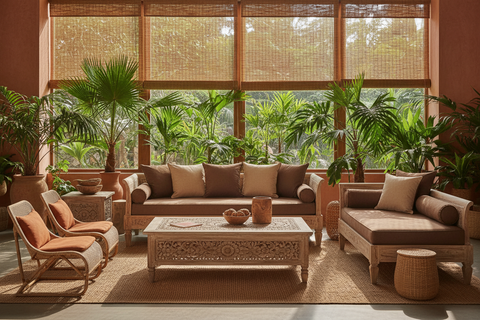 Handcrafted Bali furniture in a boho style, from living room sofas to bedroom and dining pieces