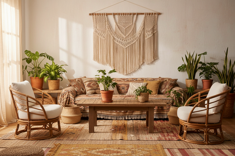 Boho furniture and decor handcrafted in Bali to furnish and style the whole home