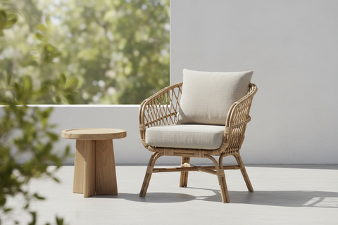 Boho outdoor furniture handcrafted in Bali for terraces, gardens and poolside lounging