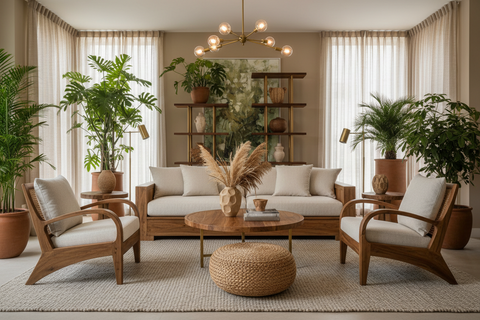 Luxury sustainable boho furniture handcrafted in Bali from natural and reclaimed materials
