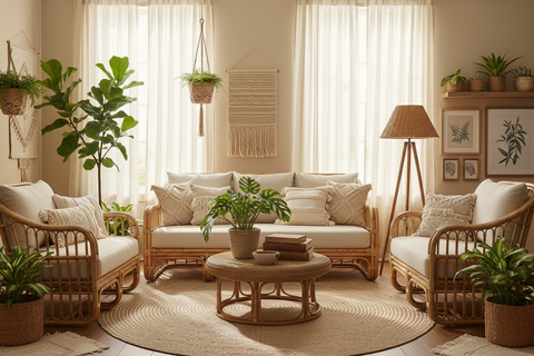 Rattan sofas handcrafted in Bali, boho sofas and daybeds for the living room