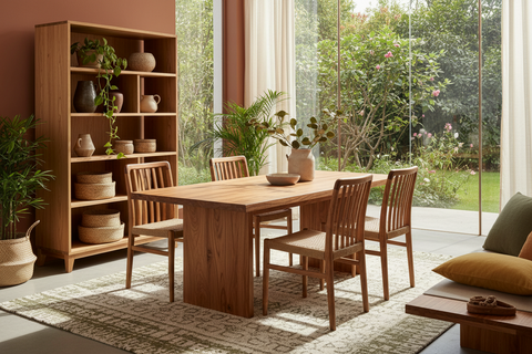Sustainable boho solid wood furniture handcrafted in Bali from reclaimed and natural timber