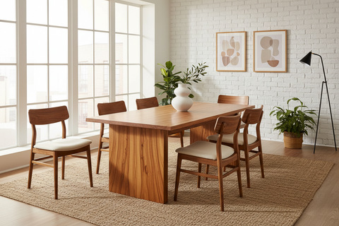 Teak dining tables handcrafted in Bali, boho dining tables in solid and reclaimed teak