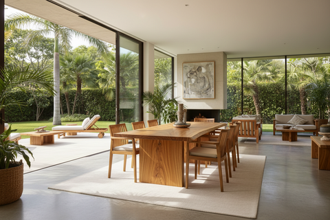 Teak furniture collection handcrafted in Bali, boho furniture in solid and reclaimed teak